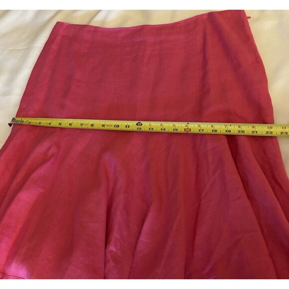 LAUREN RALPH LAUREN Fit & Flare Pink Linen Skirt Women 14 Zip Lined Knee Length - Picture 11 of 11
